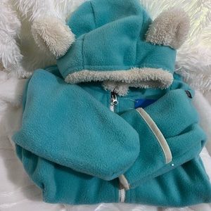 TWO new columbia baby buntings two gray and blue sherpa soft 3-6 months nwot